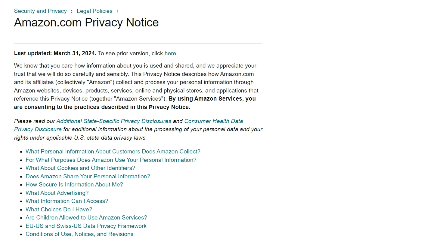 Amazon Privacy Notice